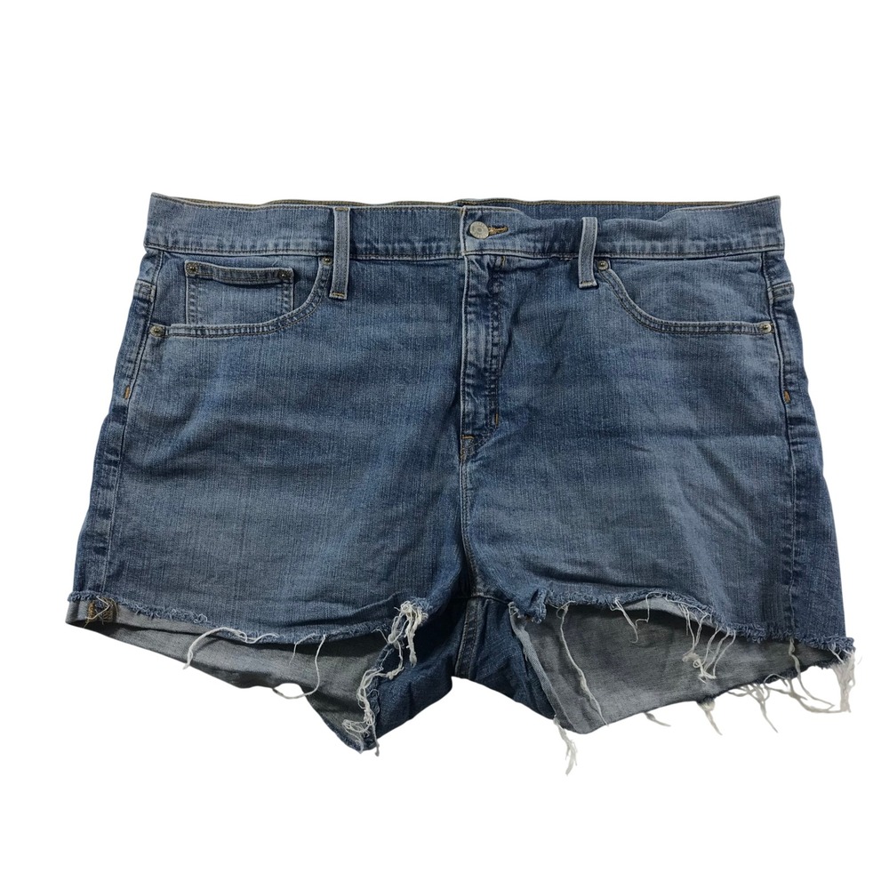 J.Crew Womens Size 35 Mid Rise Denim Shorts Blue Raw Hem Stretch Cutoffs